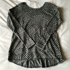 Grey Open Back Tribal Print Sweater